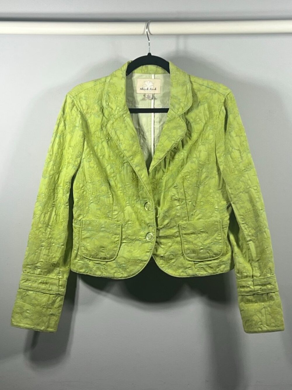 Think Tank Jacket Womens Blazer Embroidered Floral Cotton Large Italian Office